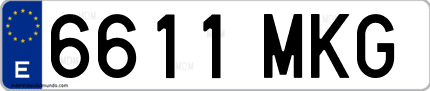 Ejemplo de matrícula de coche ordinaria 6611 MKG