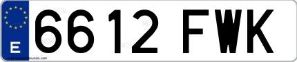 Ejemplo de matrícula española 6612 FWK