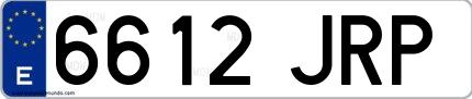Ejemplo de matrícula española 6612 JRP