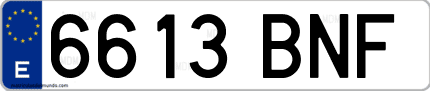 Ejemplo de matrícula de coche ordinaria 6613 BNF