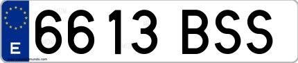 Ejemplo de matrícula española 6613 BSS