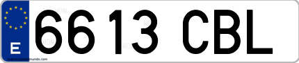 Ejemplo de matrícula de coche ordinaria 6613 CBL