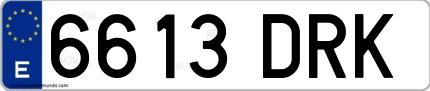 Ejemplo de matrícula española 6613 DRK