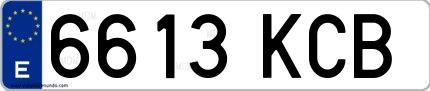 Ejemplo de matrícula española 6613 KCB