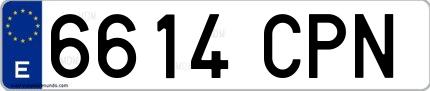 Ejemplo de matrícula española 6614 CPN