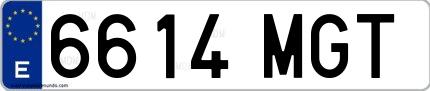 Ejemplo de matrícula española 6614 MGT