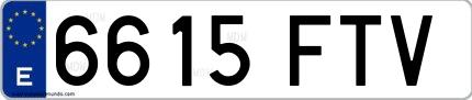 Ejemplo de matrícula española 6615 FTV