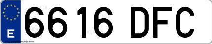 Ejemplo de matrícula española 6616 DFC