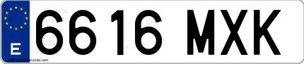 Ejemplo de matrícula española 6616 MXK