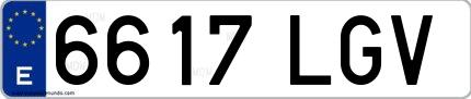 Ejemplo de matrícula española 6617 LGV
