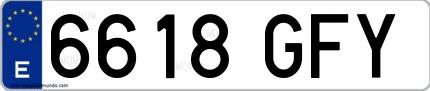 Ejemplo de matrícula española 6618 GFY