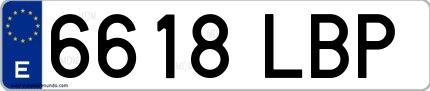 Ejemplo de matrícula española 6618 LBP