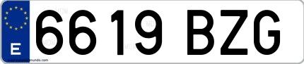 Ejemplo de matrícula española 6619 BZG