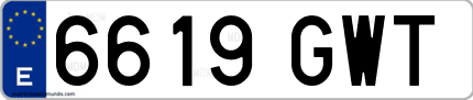 Ejemplo de matrícula de coche ordinaria 6619 GWT