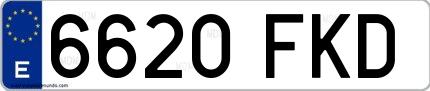 Ejemplo de matrícula española 6620 FKD