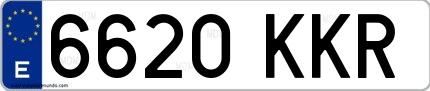 Ejemplo de matrícula española 6620 KKR