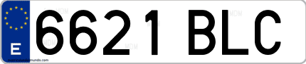 Ejemplo de matrícula de coche ordinaria 6621 BLC