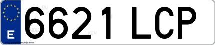 Ejemplo de matrícula española 6621 LCP