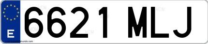 Ejemplo de matrícula española 6621 MLJ