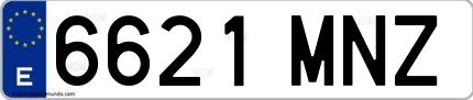Ejemplo de matrícula española 6621 MNZ