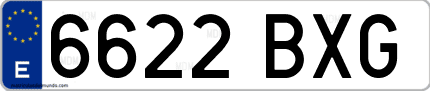 Ejemplo de matrícula de coche ordinaria 6622 BXG
