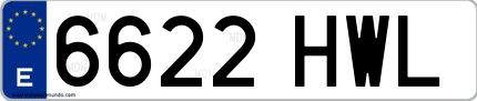 Ejemplo de matrícula española 6622 HWL