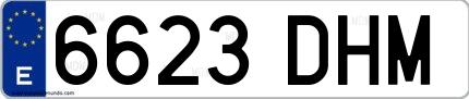 Ejemplo de matrícula española 6623 DHM