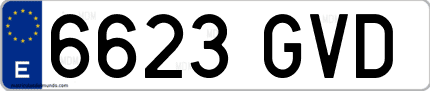 Ejemplo de matrícula de coche ordinaria 6623 GVD