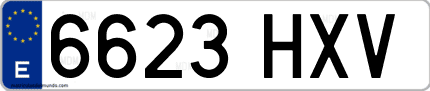 Ejemplo de matrícula de coche ordinaria 6623 HXV