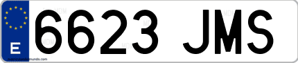 Ejemplo de matrícula de coche ordinaria 6623 JMS