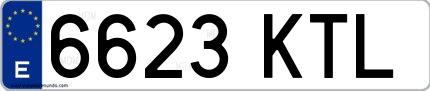 Ejemplo de matrícula española 6623 KTL