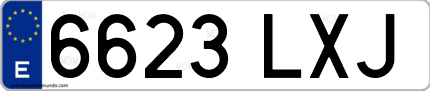 Ejemplo de matrícula de coche ordinaria 6623 LXJ