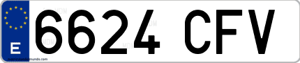 Ejemplo de matrícula de coche ordinaria 6624 CFV