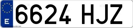 Ejemplo de matrícula española 6624 HJZ