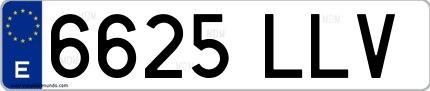 Ejemplo de matrícula española 6625 LLV
