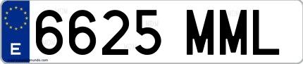 Ejemplo de matrícula española 6625 MML
