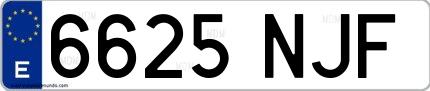 Ejemplo de matrícula española 6625 NJF