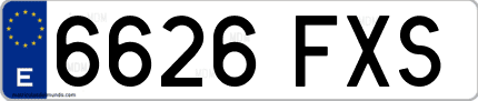 Ejemplo de matrícula de coche ordinaria 6626 FXS