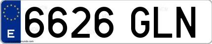 Ejemplo de matrícula española 6626 GLN