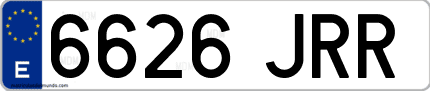 Ejemplo de matrícula de coche ordinaria 6626 JRR