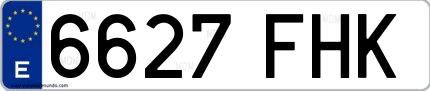 Ejemplo de matrícula española 6627 FHK
