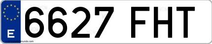 Ejemplo de matrícula española 6627 FHT