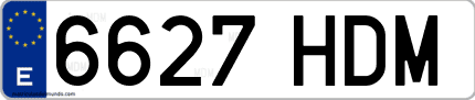 Ejemplo de matrícula de coche ordinaria 6627 HDM