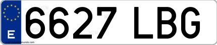 Ejemplo de matrícula española 6627 LBG