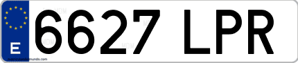 Ejemplo de matrícula de coche ordinaria 6627 LPR