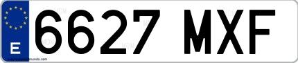 Ejemplo de matrícula española 6627 MXF