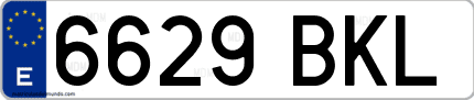 Ejemplo de matrícula de coche ordinaria 6629 BKL