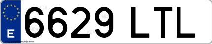 Ejemplo de matrícula española 6629 LTL