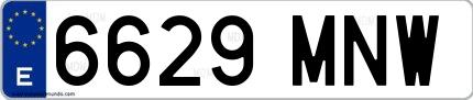 Ejemplo de matrícula española 6629 MNW