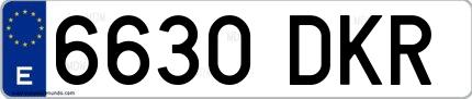 Ejemplo de matrícula española 6630 DKR